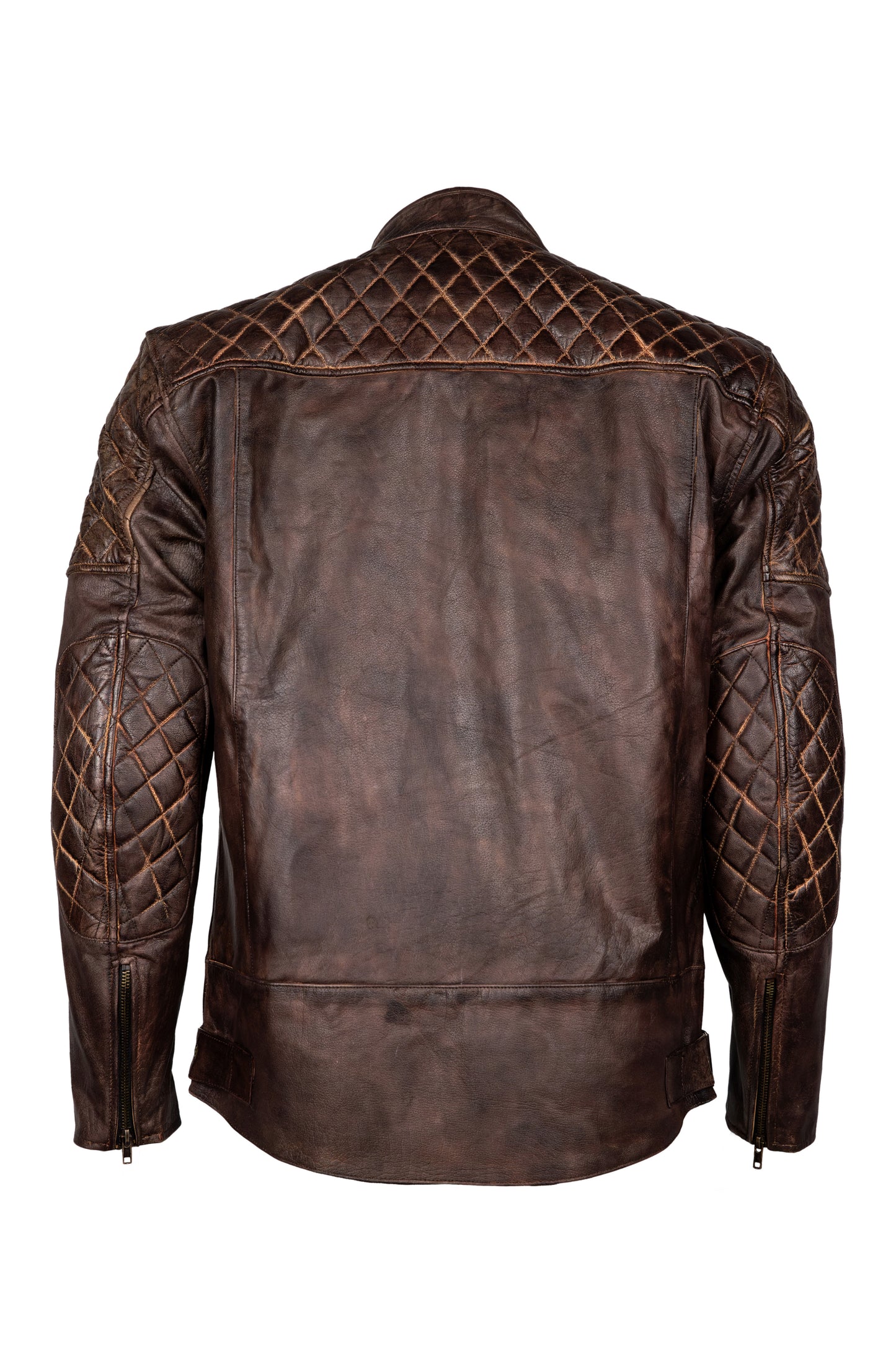 Mens Diamond Brown Leather Motorcycle Jacket