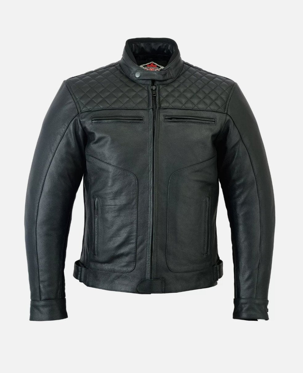 Leather Motorcycle Jacket with Kevlar Lining