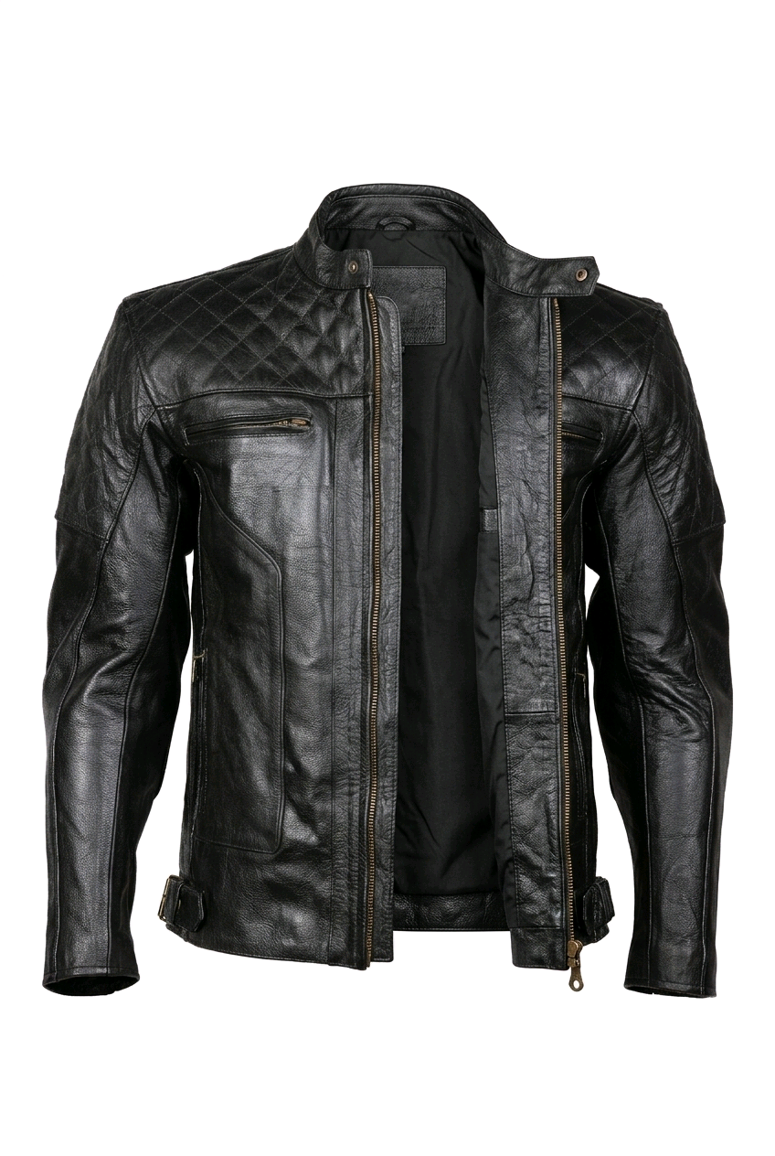 Mens Diamond Leather Motorcycle Jacket