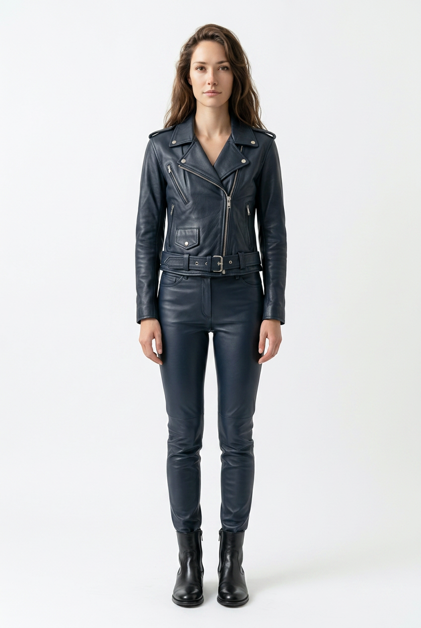 Women's Classic Brando Leather Motorcycle Jacket