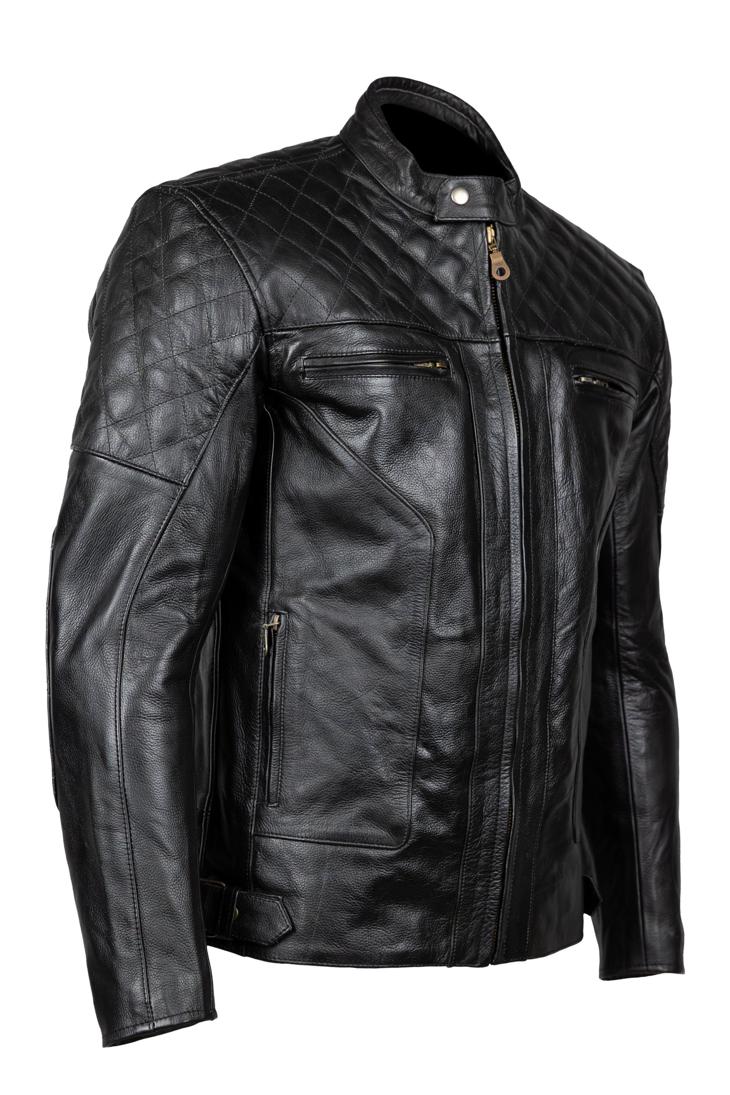 Mens Diamond Leather Motorcycle Jacket