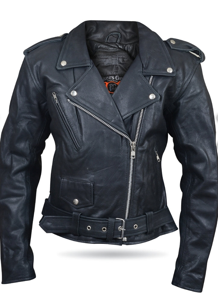 Women's Classic Brando Leather Motorcycle Jacket
