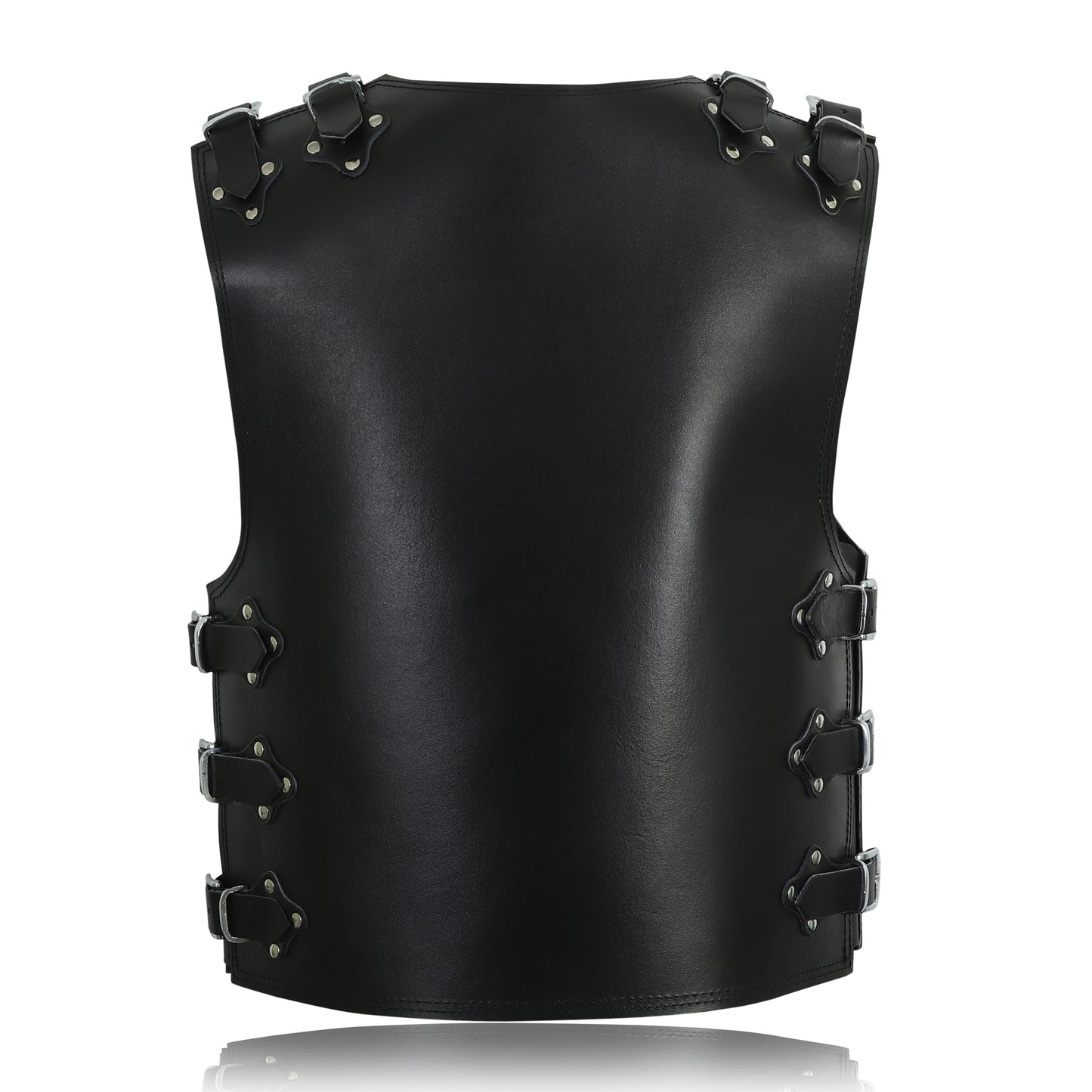 MENS LEATHER MOTORCYCLE VEST, 4MM THICK