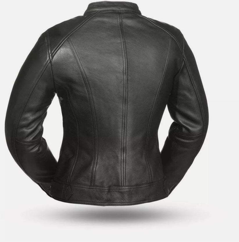 Womans Leather Motorcycle Jacket BRUTE BIKER GEAR