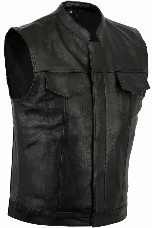Mens Leather Motorcycle Vest