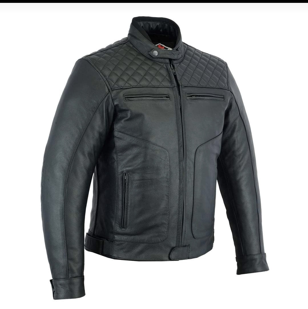 Leather Motorcycle Jacket with Kevlar Lining